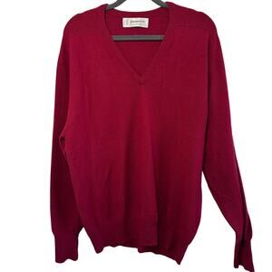 Mens Johnstons of Elign scottish 100% cashmere red vneck sweater s 48” (XXXL)